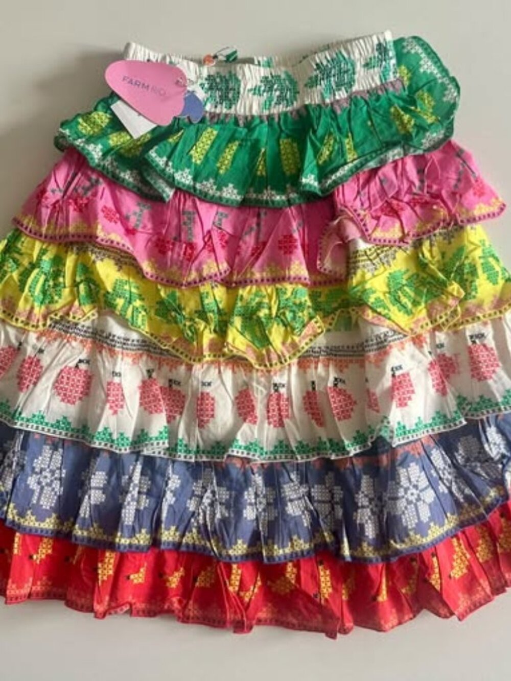 Farm Rio Sweet Orchard Ruffled Tier Skirt - Girls Size 6 - New with Tags